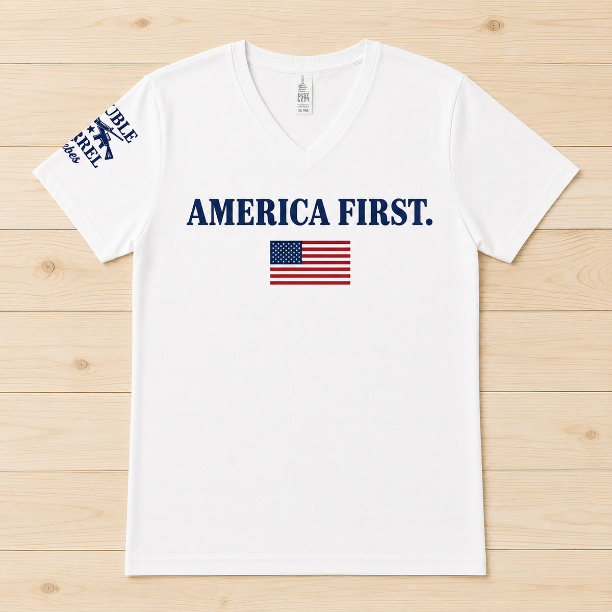 America First Crew - White T-Shirt -V-neck