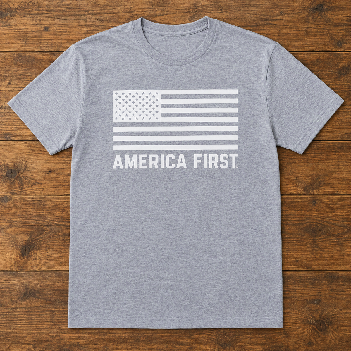 Men's America First T-Shirt - Grey Shirt