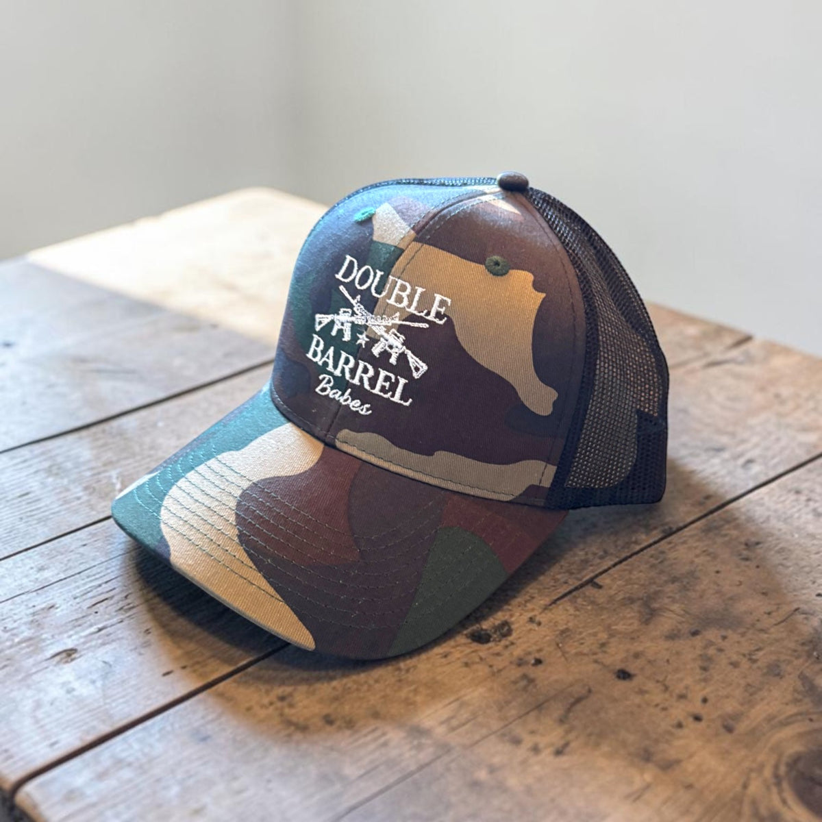 DBB Trucker Hat - Camo Front with White Logo
