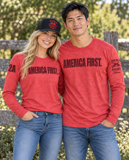 Heather Red America First - Long Sleeve T-Shirt