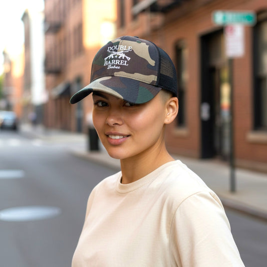 DBB Trucker Hat - Camo Front with White Logo