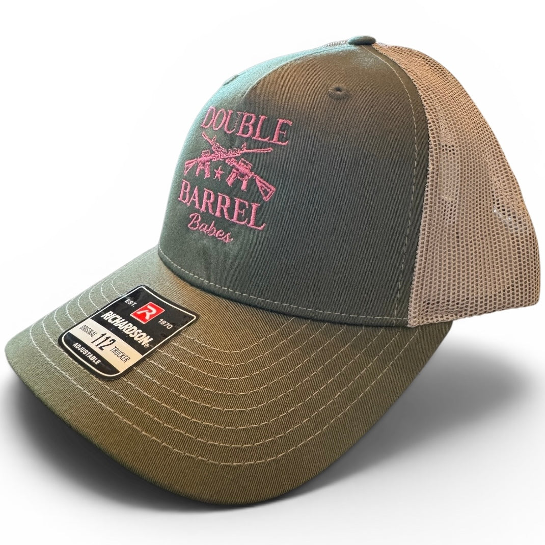 DBB Trucker Hat - Green/Tan/Pink Logo