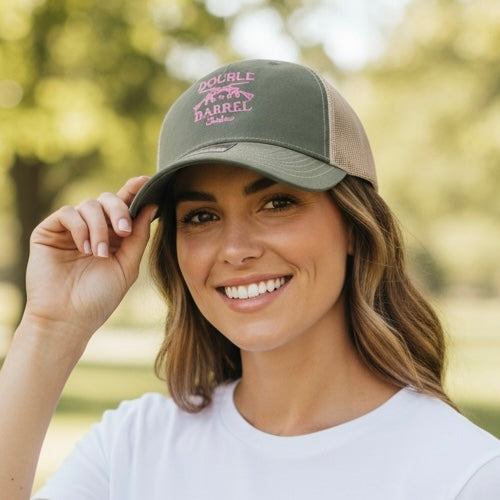 DBB Trucker Hat - Green/Tan/Pink Logo